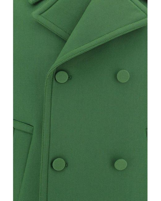 Valentino Green Double-breasted Long-sleeved Peacoat for men