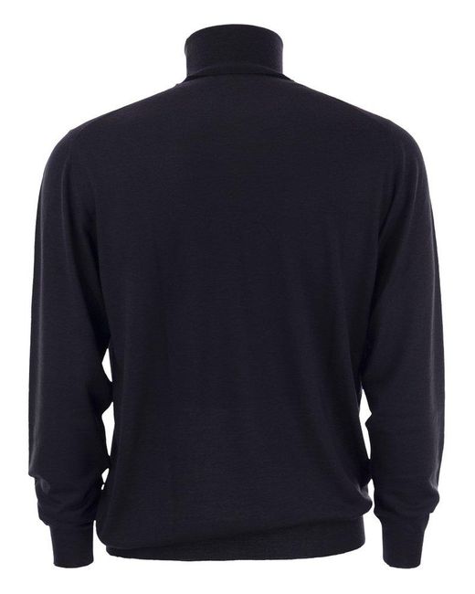 Fedeli Blue Roll-Neck Long-Sleeved Jumper for men