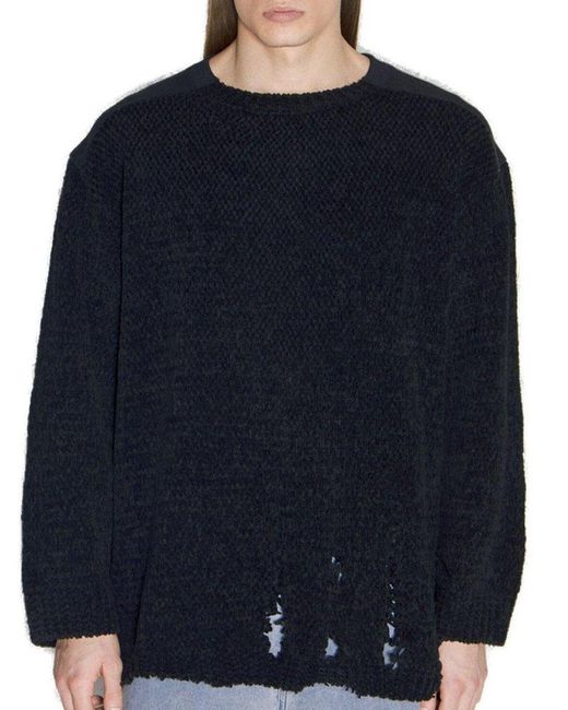 Undercover Blue Distressed Knit Pullover for men