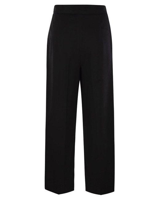 Max Mara Black Burano Wool Cropped Trousers