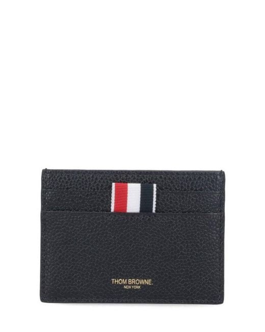 Thom Browne Black Embroidered Stripe Textured Card Holder for men