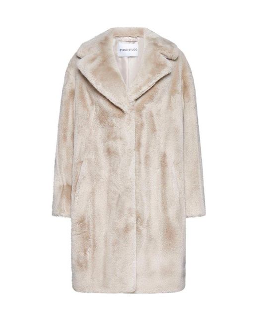 Stand Studio Natural Camille Cocoon Faux Fur Coat
