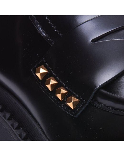 Ash Black Stud Embellished Round Toe Loafers