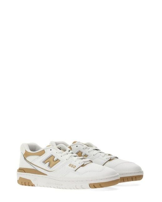 New Balance White 550 Logo Patch Sneakers