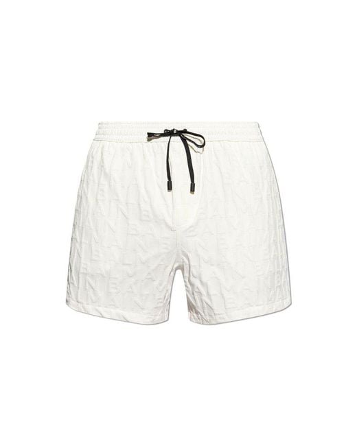 Balmain White Logo-embossed Swim Shorts for men