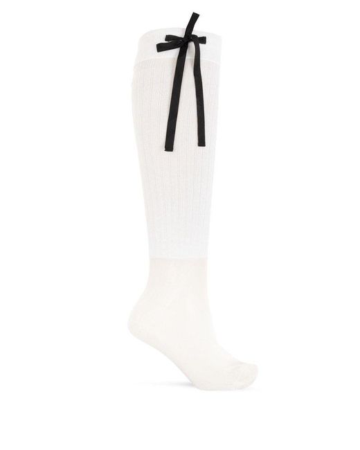 Maison Margiela White Bow Detailed Long Socks