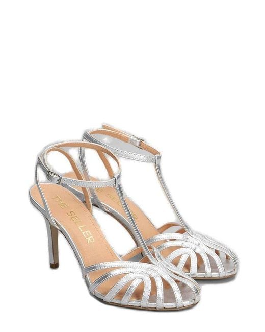 The Seller White High-Heeled Buckle-Fastened Sandals