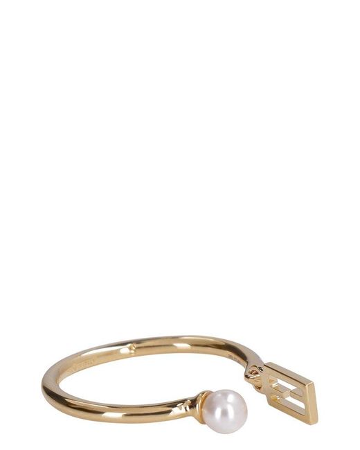 Fendi Metallic Baguette Embellished Ring