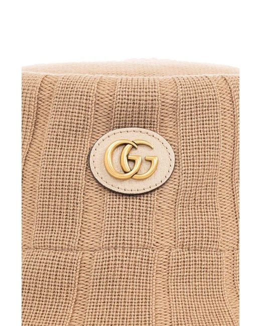 Gucci Natural Bucket Hat With Logo,