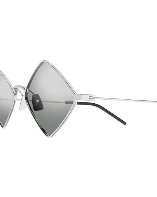 Saint Laurent Gray Lisa Diamond Frame Sunglasses