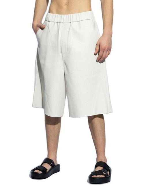 AMI White Leather Shorts for men