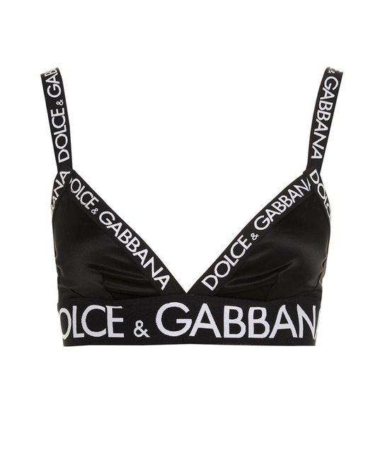 Dolce & Gabbana Black Elastic Logo Bra