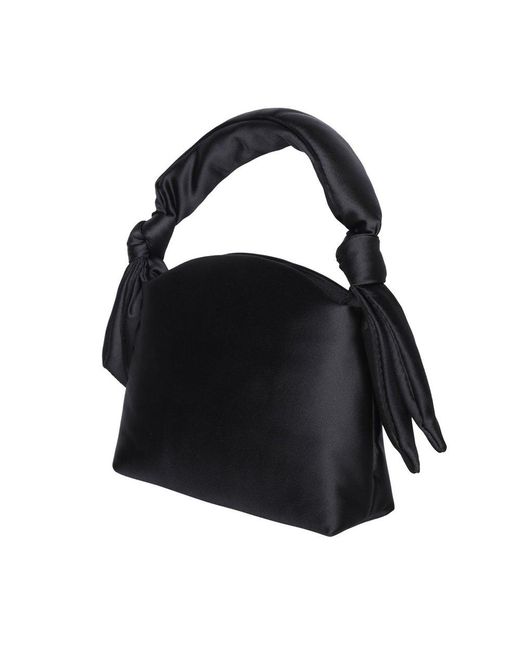 Pinko Black Love Birds Embellished Knot-detailed Satin Tote Bag
