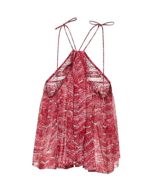 Isabel Marant Red Printed Muslin Akila Top
