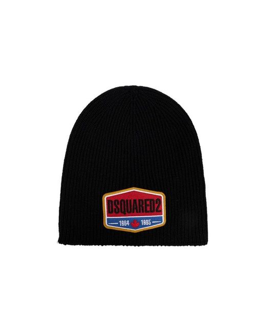 DSquared² Black Cap With A Patch, for men