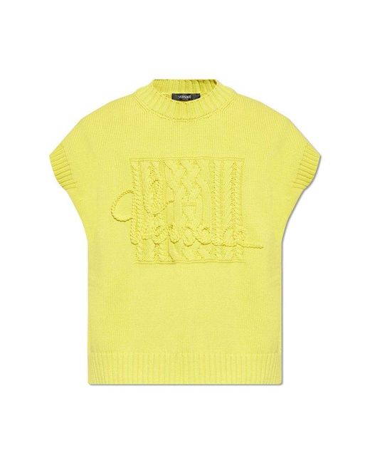 Versace Yellow Vest With Logo, for men
