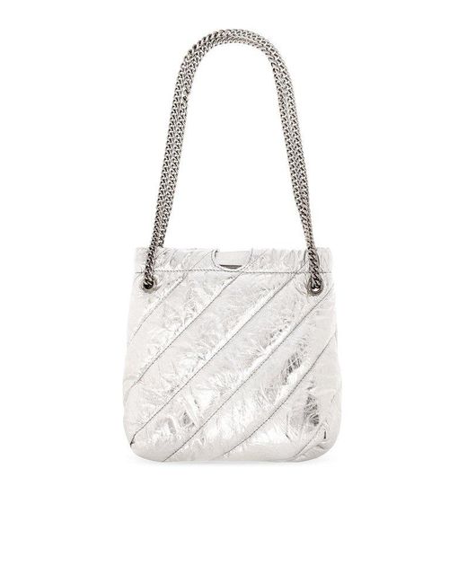 Balenciaga White Crush Xs Quilted Tote Bag