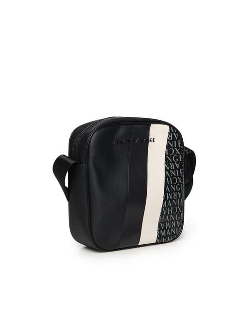 ARMANI EXCHANGE Black Logo Stripe Crossbody for men