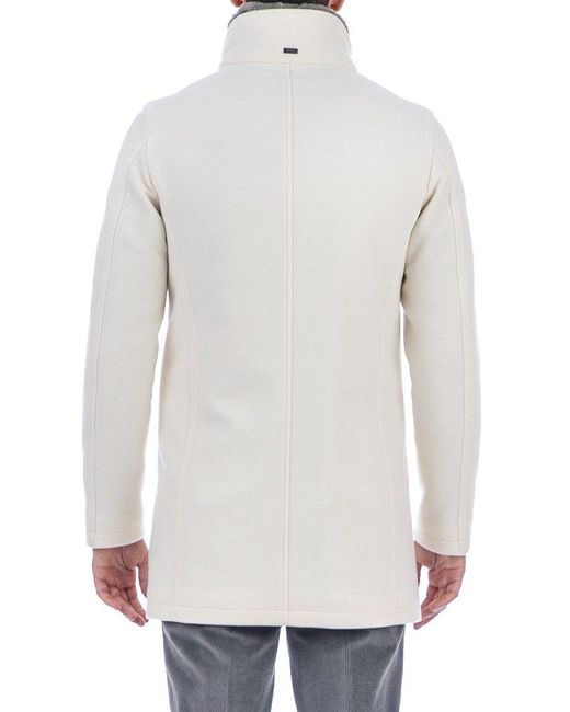 Herno Fur Collar Zipped Jacket in White for Men Lyst UK