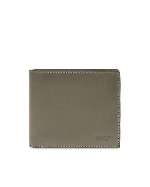COACH Gray Leather Wallet With Logo, for men