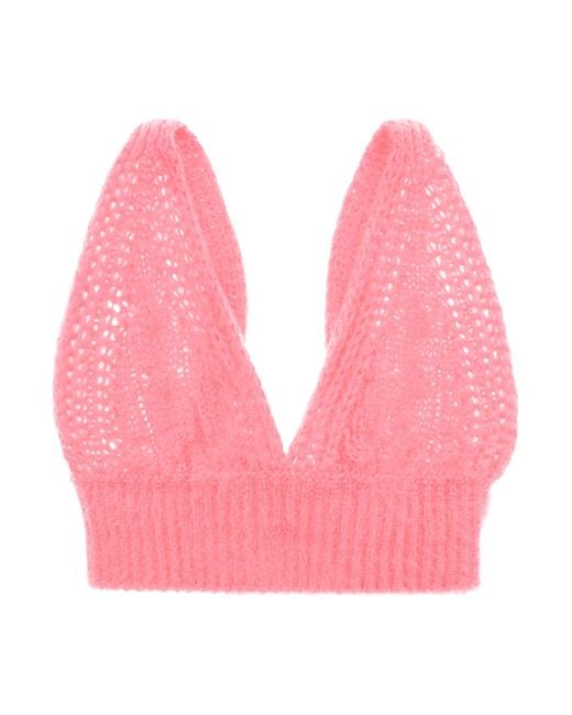 MSGM Pink Mohair Bralette Top