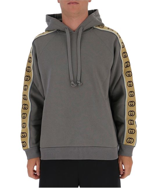 Gucci Gray Cotton Jersey Hooded Sweatshirt for men