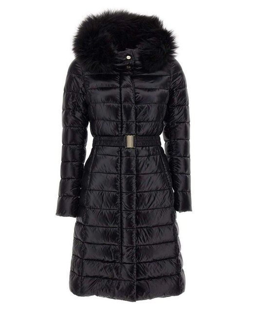 Herno Fur Hooded Down Coat in Black Lyst