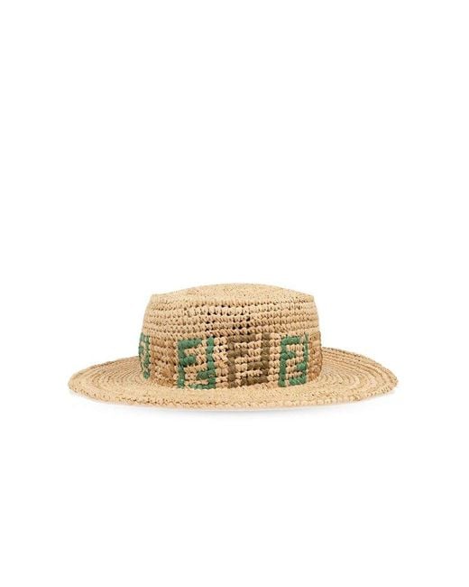 Fendi Natural Hat With Logo, for men