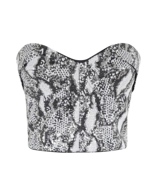 IRO Gray Striking Sequin Bustier Top With Removable Straps