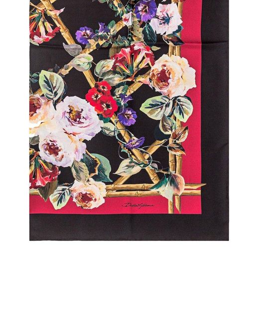 Dolce & Gabbana Red Floral Scarf