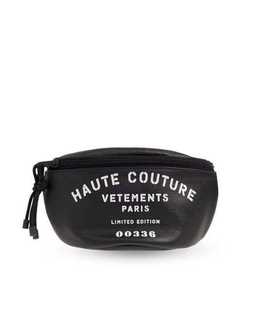 Vetements Black Logo Printed Belt Bag for men