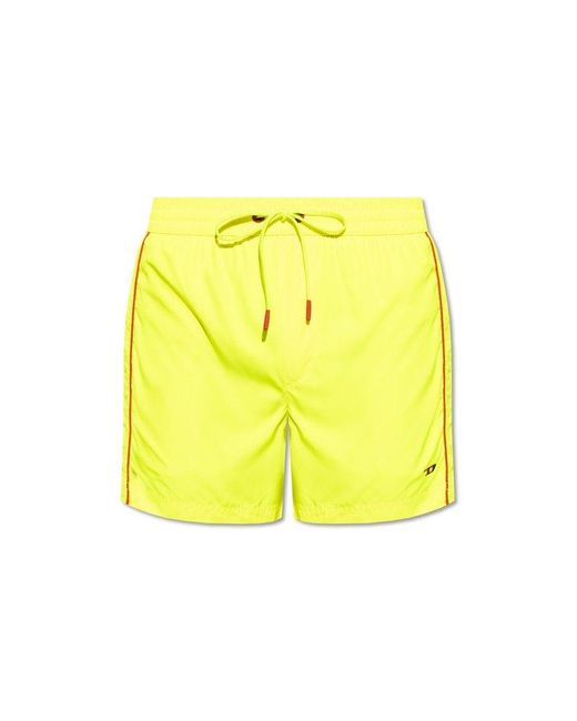 DIESEL Yellow Bmbx-ken Logo Plaque Drawstring Swim Shorts for men