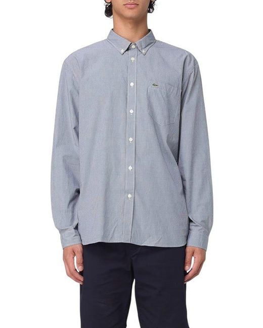 Lacoste Blue Regular Fit Gingham Poplin Shirt for men