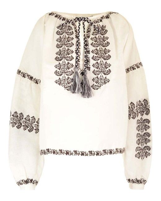 P.A.R.O.S.H. Natural Embroidered Blouse