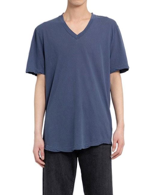 James Perse Blue Clear Jersey V-neck T-shirt for men
