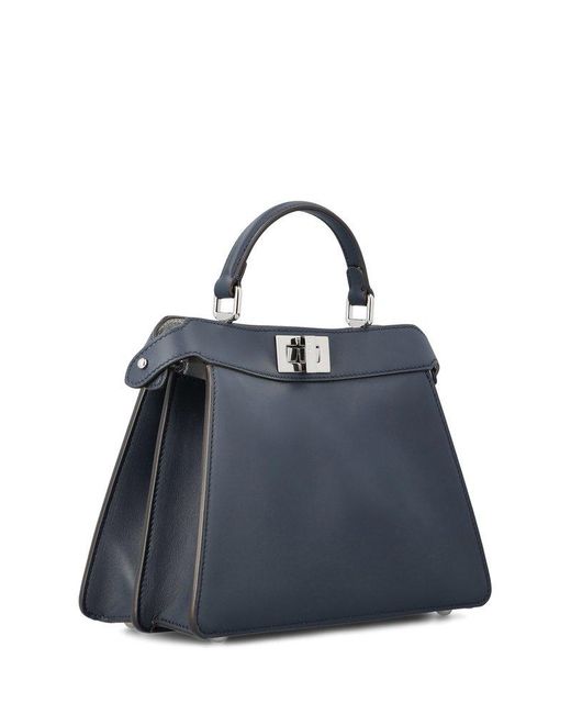 Fendi Peekaboo Lock Twist Top Handle Bag in Blue Lyst