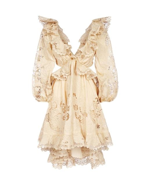 Zimmermann Natural Brighton Scallop Mini Dress