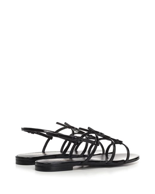 Saint Laurent Cassandra Patent Leather Slingback Sandals in Silver (Black) - Save 60% - Lyst