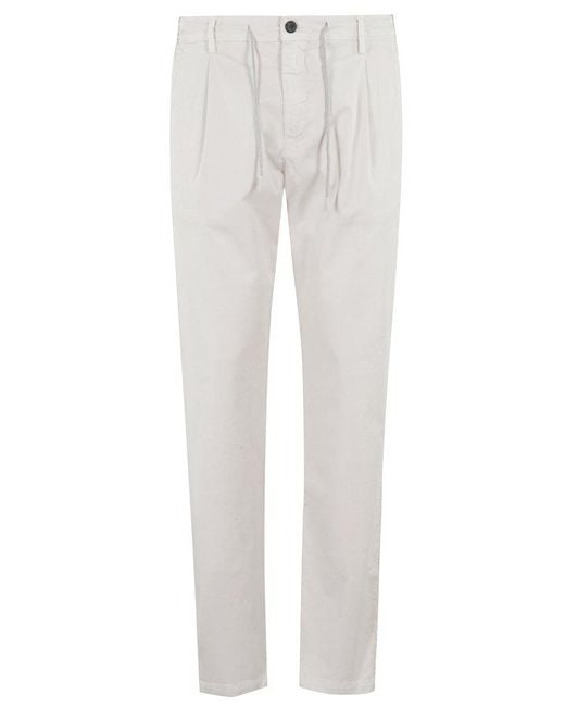 Eleventy White Drawstring Pleated Jeans for men