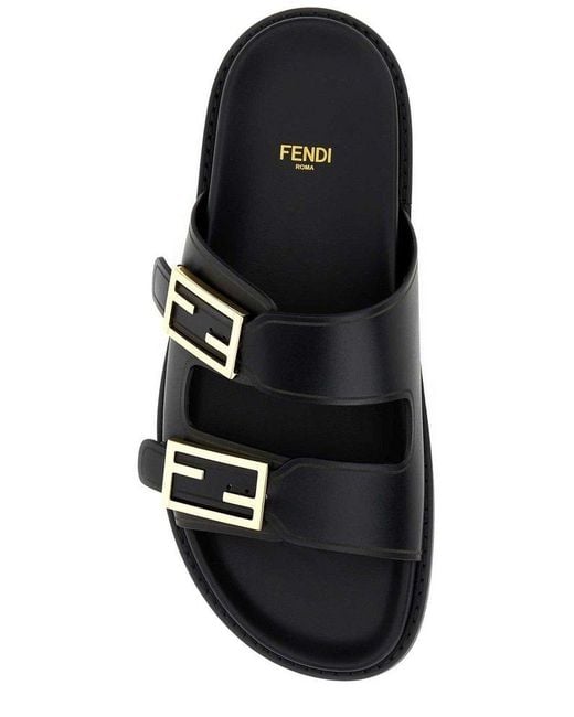 Fendi Black Feel Leather Sandal