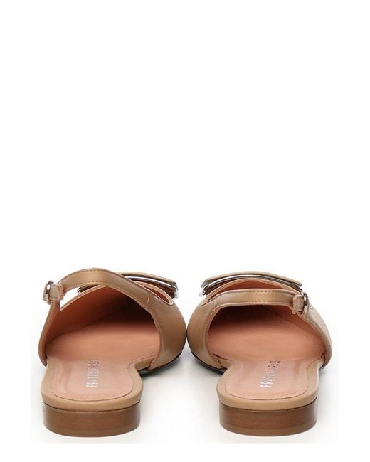 Fratelli Russo Brown Pointed Toe Slingback Flat Shoes