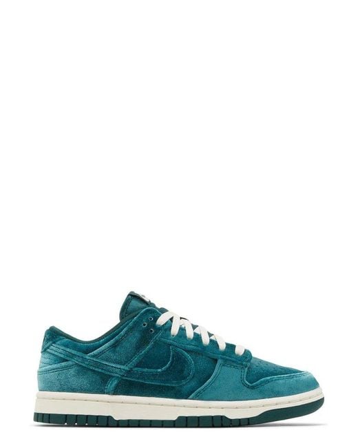 Nike Green Dunk Low Velvet Lace-Up Sneakers for men