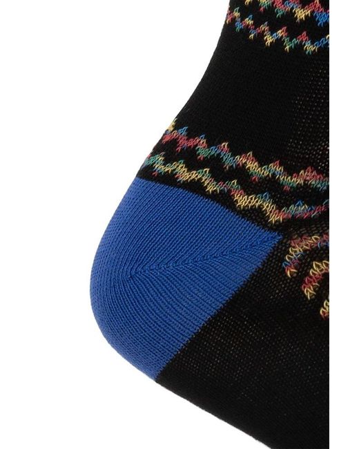 Paul Smith Black Zigzag Pattern Socks for men