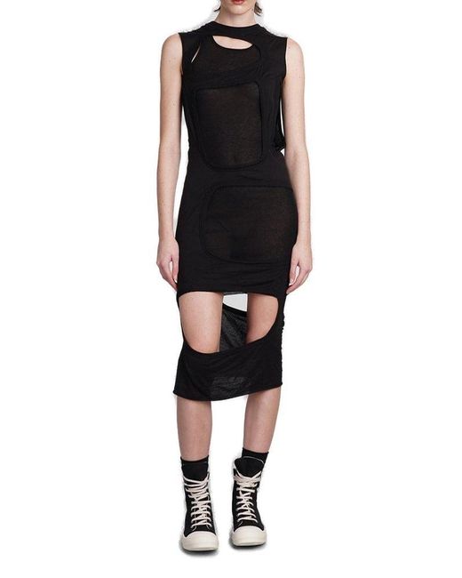 Rick Owens DRKSHDW Cut-out Sleeveless Maxi Dress in Black | Lyst