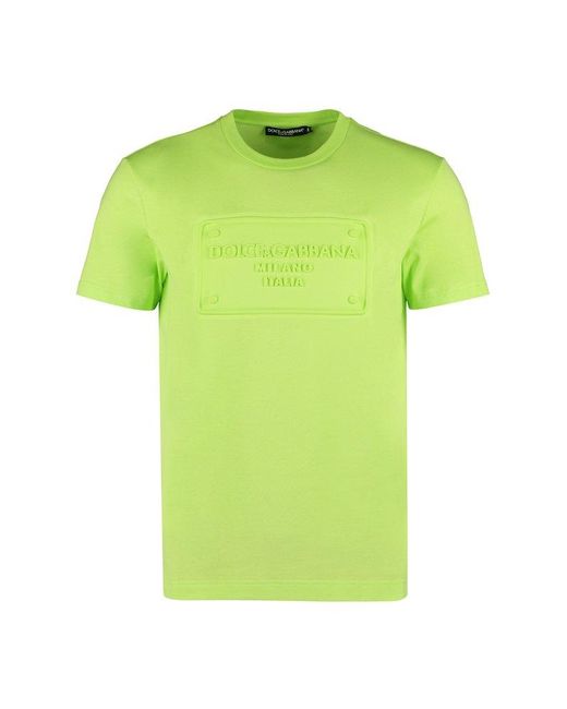 Dolce & Gabbana Green Cotton Crew-neck T-shirt for men