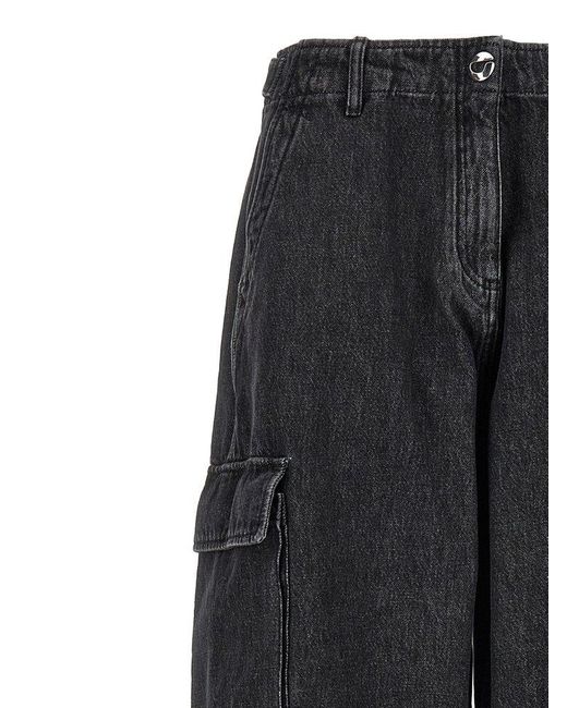 Coperni Black Denim Wide Leg Cargo Jeans