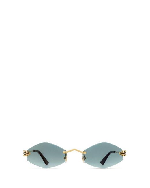 Cartier Green Geometric Frame Sunglasses