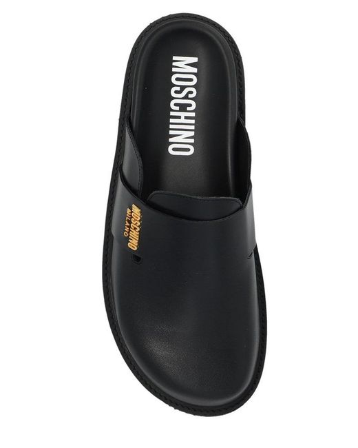 Moschino Black Logo-lettering Slip-on Slides for men