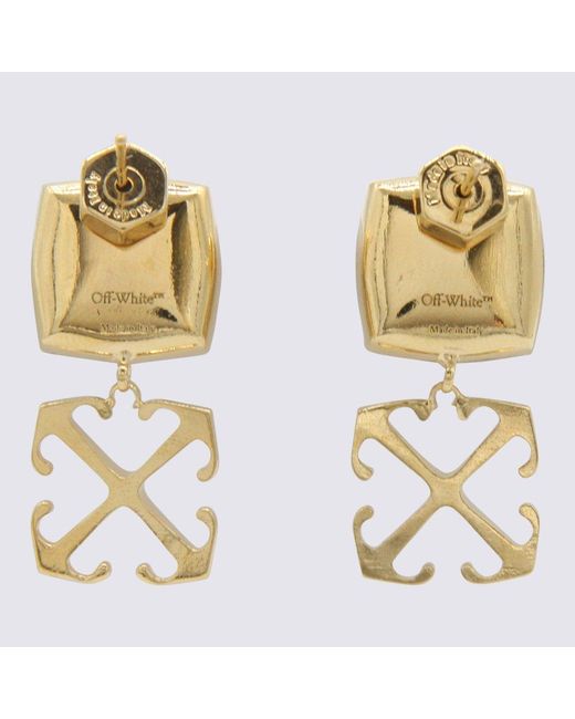 Off-White c/o Virgil Abloh Metallic Gold Brass And Crystal Arrows Earrings