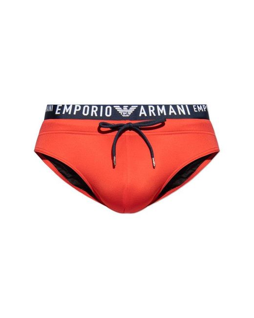 Emporio Armani Red Sustainability Collection Swimming Briefs for men